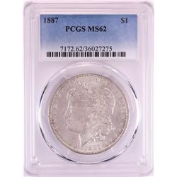 1887 $1 Morgan Silver Dollar Coin PCGS MS62