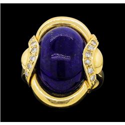 14KT Yellow Gold Ladies 7.50 ctw Lapis Lazuli and Diamond Ring