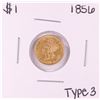 Image 1 : 1856 $1 Type 3 Indian Princess Head Gold Dollar Coin