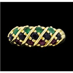 14KT Yellow Gold Ladies 0.50 ctw Sapphire, Emerald and Ruby Ring.