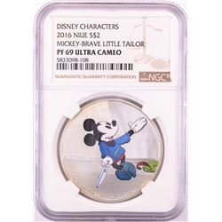 2016 Niue $2 Proof Disney Mickey-Brave Little Tailor Silver Coin NGC PF69 Ultra Cameo