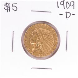1909-D $5 Indian Head Half Eagle Gold Coin