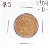 Image 1 : 1909-D $5 Indian Head Half Eagle Gold Coin
