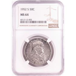 1952-S Franklin Half Dollar Coin NGC MS64