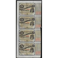 Uncut Sheet of (4) State of Louisiana Baby Bond Obsolete Notes
