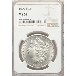 1892-S $1 Morgan Silver Dollar Coin NGC MS61