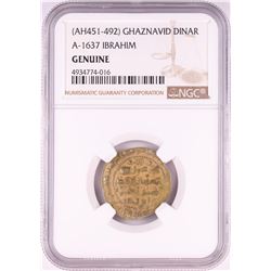 AH451-492 Ghaznavid Dinar A-1637 Ibrahim Gold Coin NGC Genuine