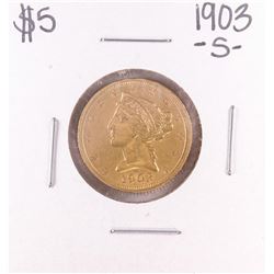 1903-S $5 Liberty Head Half Eagle Gold Coin