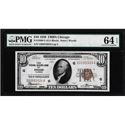 1929 $10 Federal Reserve Bank Note Chicago Fr.1860-G PMG Choice Uncirculated 64EPQ