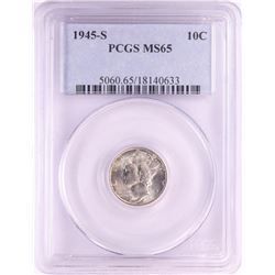1945-S Mercury Dime Coin PCGS MS65