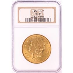 1904 $20 Liberty Head Double Eagle Gold Coin NGC MS61