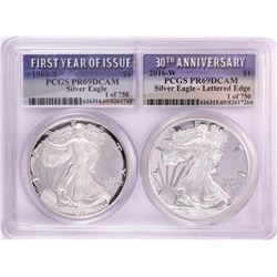 1986-S & 2016-W $1 Proof American Silver Eagle Coin Set PCGS PR69DCAM