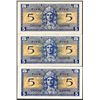 Image 2 : Lot of (3) Series 521 Five Cents Military Payment Certificate Notes