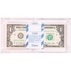 Pack of (100) 2009 $1 Federal Reserve STAR Notes Cleveland in Capital Holder