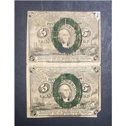 2-1863 5c FRACTIONAL NOTES STILL ATTACHED