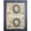 Image 1 : 2-1863 5c FRACTIONAL NOTES STILL ATTACHED