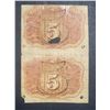 Image 2 : 2-1863 5c FRACTIONAL NOTES STILL ATTACHED