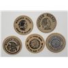 Image 2 : 5-WOODEN NICKELS - ALL DIFFERENT - SEE DESCRIPTION