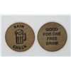 Image 1 : 2-WOODEN NICKELS GOOD FOR ONE FREE DRINK