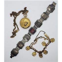 Vintage USN Navy Jewelry Lot Locket Bracelet