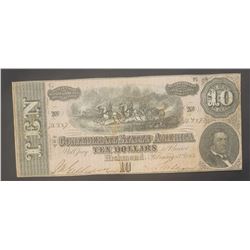 1864 $10 CONFEDERATE STATES of AMERICA NOTE