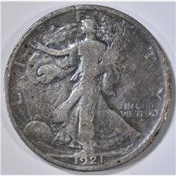 1921-D WALKING LIBERTY HALF DOLLAR, FINE scatches