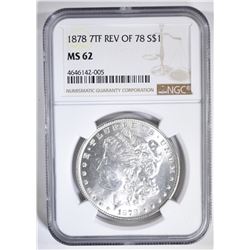1878 7TF REV OF 78 MORGAN DOLLAR NGC MS-62