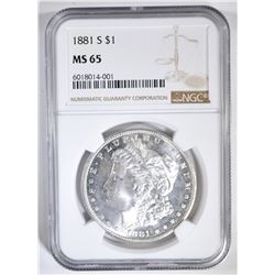 1881-S MORGAN DOLLAR, NGC MS-65