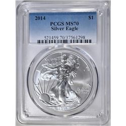 2014 AMERICAN SILVER EAGLE PCGS MS70