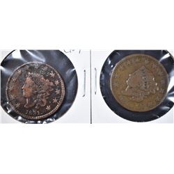 2 1831 LARGE CENTS  VG