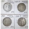 Image 1 : LOT OF 4 WALKING LIBERTY HALF DOLLARS: