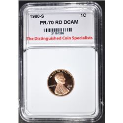 1980-S LINCOLN CENT  TDCS PERFECT GEM PROOF DCAM
