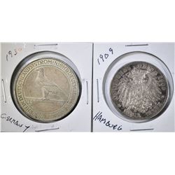 LOT OF 2 GERMAN STATES COINS: