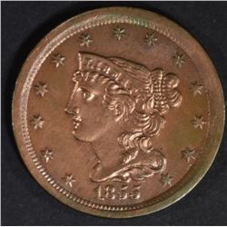 1855 HALF CENT  CH BU  MOSTLY RED