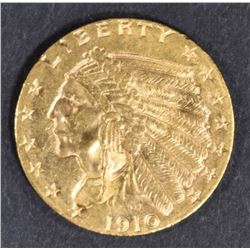 1910 $2.5 GOLD INDIAN  CH BU