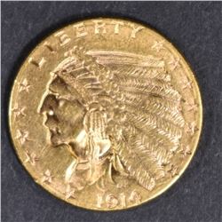 1914-D $2.5 GOLD INDIAN  CH U