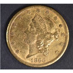1866-S $20 MOTTO GOLD LIBERTY  CH AU