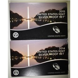 2014 & 2015 U.S. MINT SILVER PROOF SETS