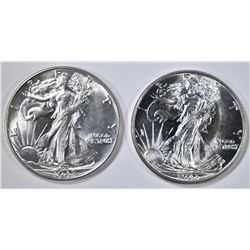 1942 & 43 WALKING LIBERTY HALF DOLLARS  CH BU
