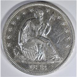 1842 SEATED LIBERTY HALF DOLLAR CH AU
