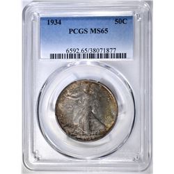1934 WALKING LIBERTY HALF DOLLAR PCGS MS-65 COLOR