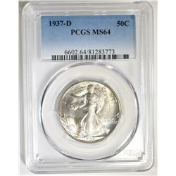 1937-D WALKING LIBERTY HALF PCGS MS-64