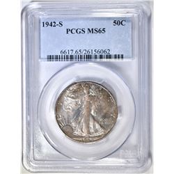 1942-S WALKING LIBERTY HALF PCGS MS-65
