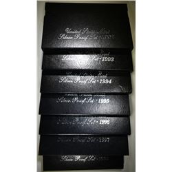 1992-98 U.S. SILVER PROOF SETS ORIG PACKAAGING