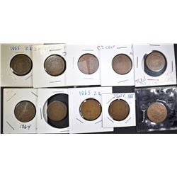 8 1865 & 2 1864 2 CENT PIECES AG-G