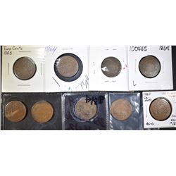 4 1864 & 5 1865 2 CENT PIECES AG-G