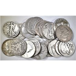 20-MIXED 90% SILVER U.S. HALF DOLLARS