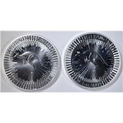 2-BU 2020 AUSTRALIA 1oz SILVER KANGAROO COINS