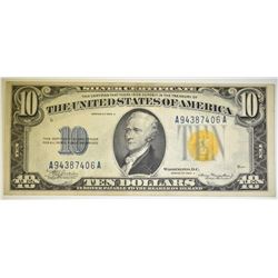 1934-A $10 N. AFRICA SILVER CERTIFICATE, AU