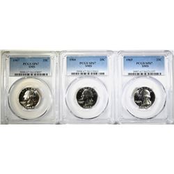 1965, 1966, & 1967 SMS QUARTERS, PCGS SP67